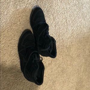 All black wedge shoes